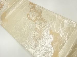 道長取に花鳥模様織出し袋帯